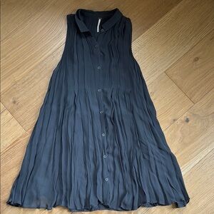 Free People Black Pleated Mini Sundress